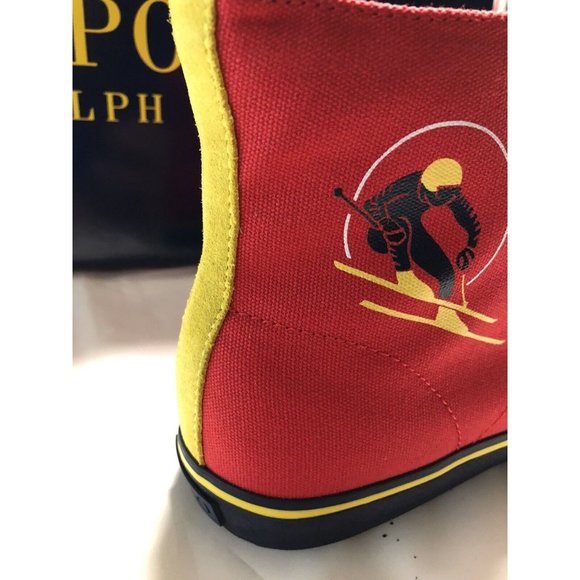 Polo Ralph Lauren Men Shoes Solomon Christmas Red Ski Canvas Sneakers Sz 10 10.5 - Picture 8 of 8